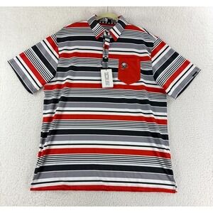 Tattoo Golf Performance Polo Shirt Mens Size XL Red Black Stripe ProCool‎ Fabric